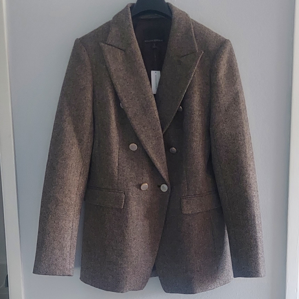 New BANANA REPUBLIC Herringbone Captain's Blazer - 8 Tall - Picture 3 of 9